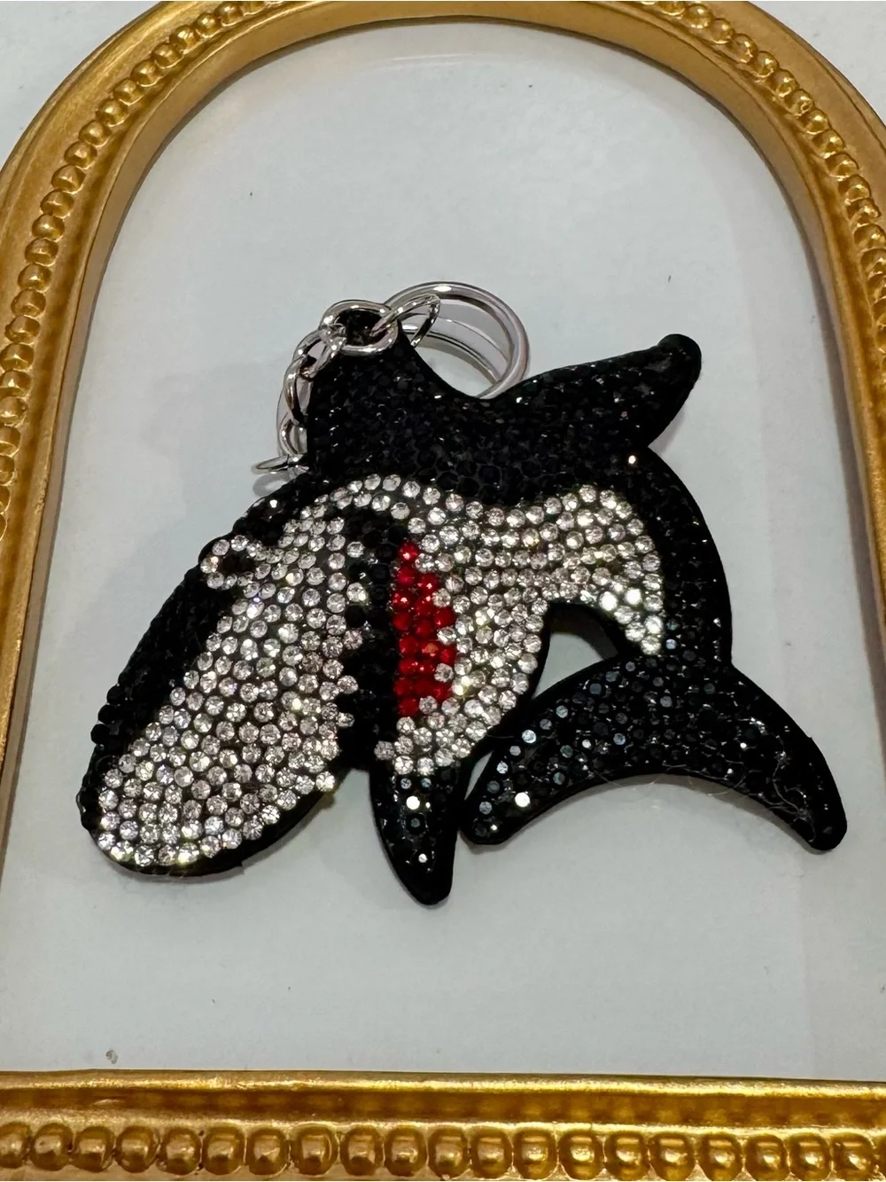 New Crystal Embellished Black Shark Keychain